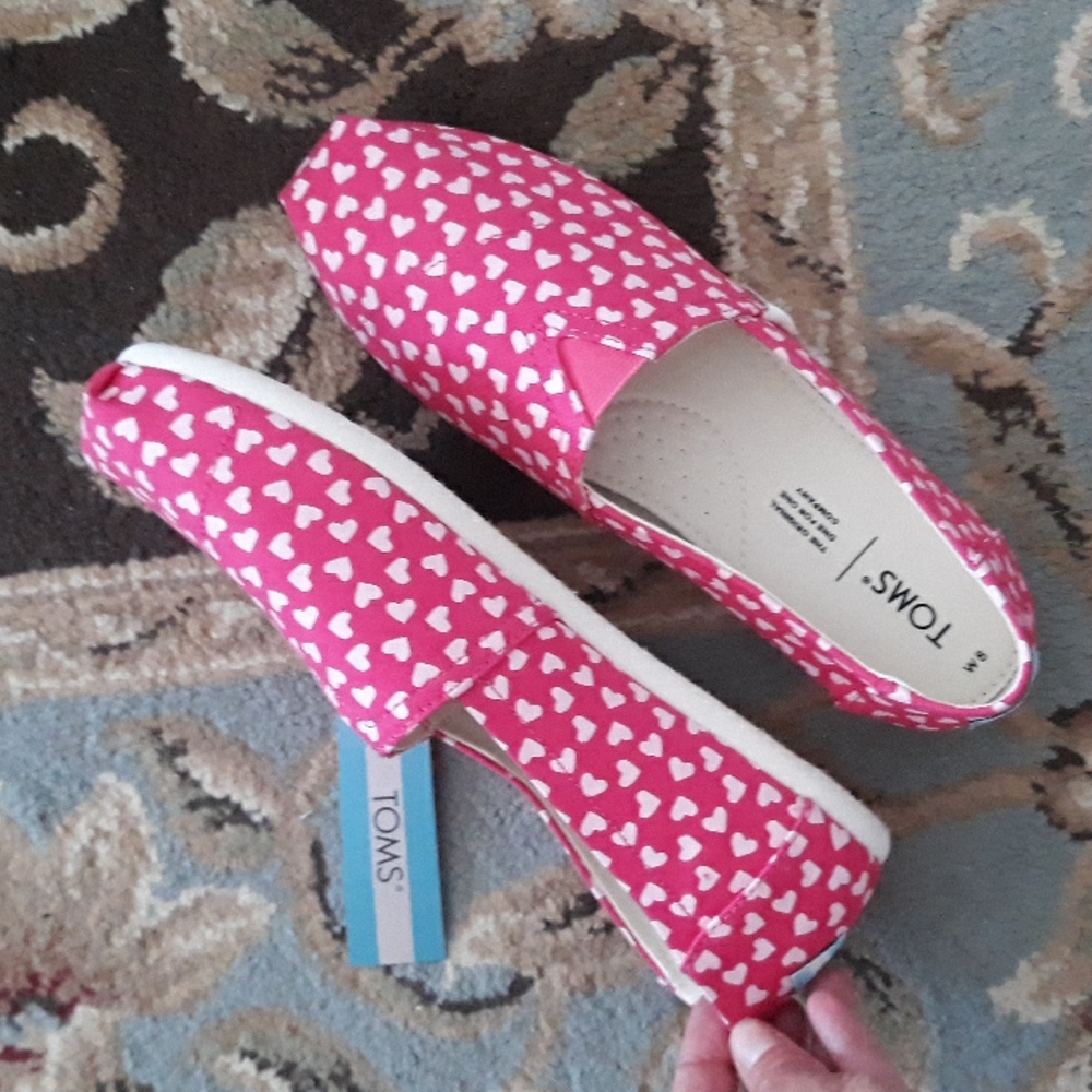 5x*Host Pick*Toms Belmont Raspberry Hearts shoes - Picture 5 of 16